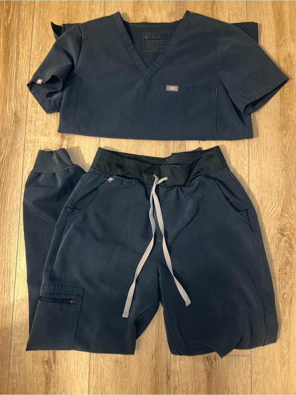 Figs Blue V-Neck Scrub Top and Jogger Pants Set